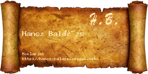 Hancz Balázs névjegykártya