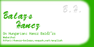 balazs hancz business card